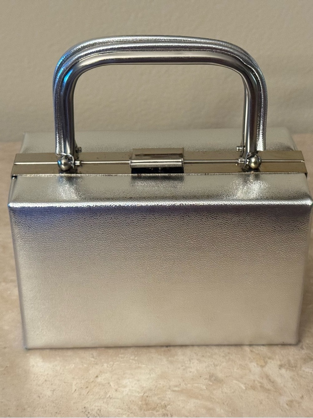 Vintage Silver Metallic Box Handbag 1950s-1970s
